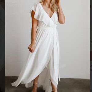 Baltic Born White Katya Ruffle Maxi Dress, Small